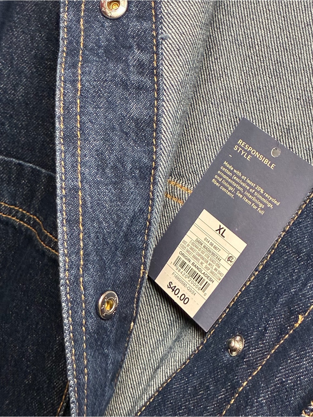 NWT Women's Denim Chore Coat by Universal Thread XL - Picture 6 of 10